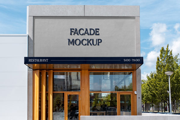 Perspective View of a Concrete Building Facade Mockup