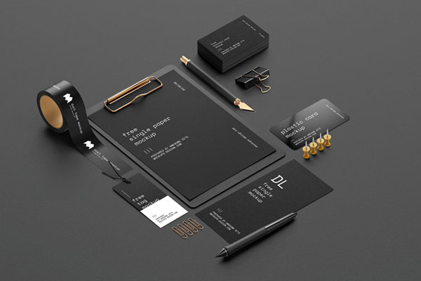 Perspective View of a Corporate Stationery Scene Creator Mockup
