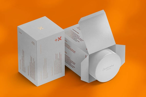 Perspective View of a Cosmetic Jar with Its Packaging Mockup