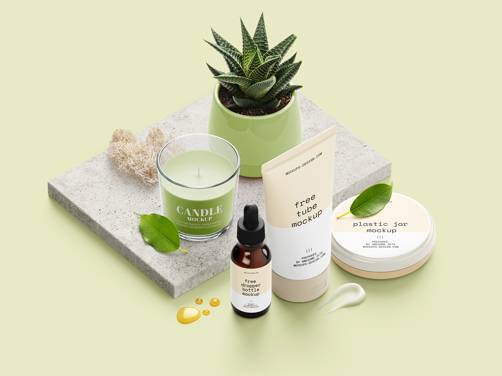 Perspective View of a Cosmetic Set Scene Creator Mockup FREE PSD