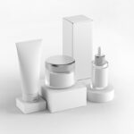 Perspective View of a Cosmetic Set with Their Packaging Boxes Mockup