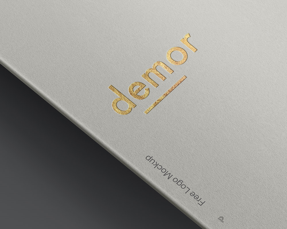 Perspective View of a Foil Textured Logo Mockup
