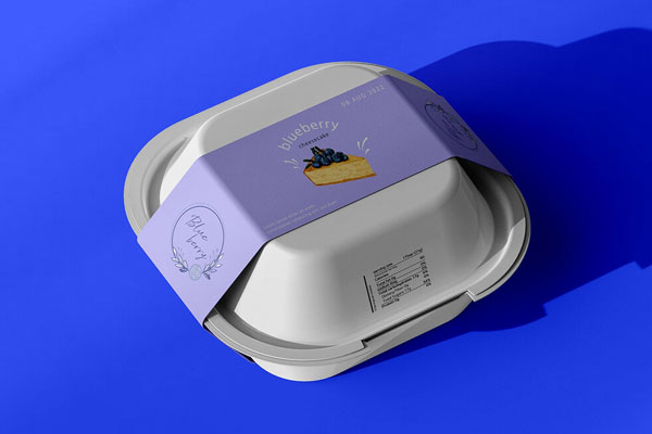 Perspective View of a Food Container Label Mockup