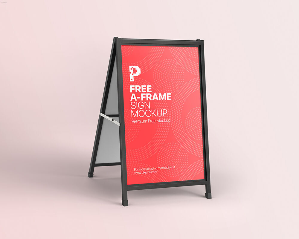 Perspective View of A-Frame Sign Mockup