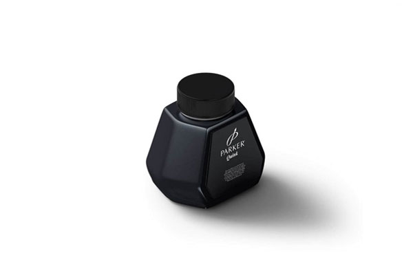 Perspective View of a Geometric Ink Bottle Mockup