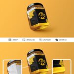Perspective View of a Hexagonal Honey Jar Mockup