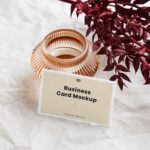 Perspective View of a Horizontal Business Card Mockup