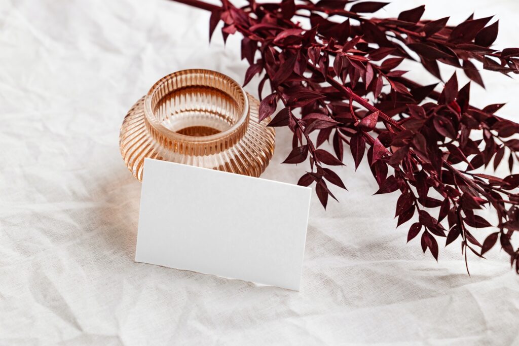 Perspective View of a Horizontal Business Card Mockup