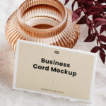 Perspective View of a Horizontal Business Card Mockup
