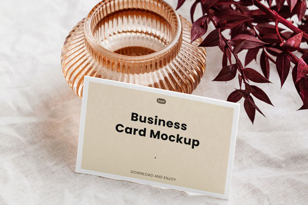 Perspective View of a Horizontal Business Card Mockup