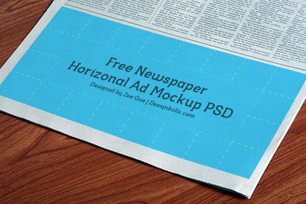 Perspective View of a Horizontal Newspaper Ad Mockup