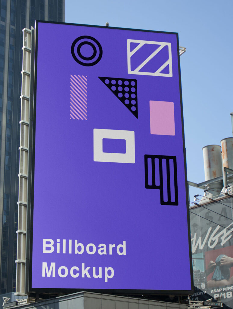 Perspective View of a Large Rectangle Billboard Mockup