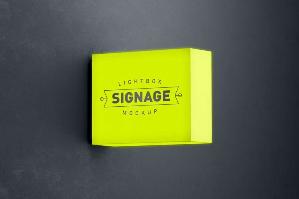 Perspective View of a Lightbox Signage Logo Mockup