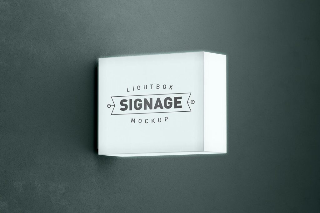 Perspective View of a Lightbox Signage Logo Mockup