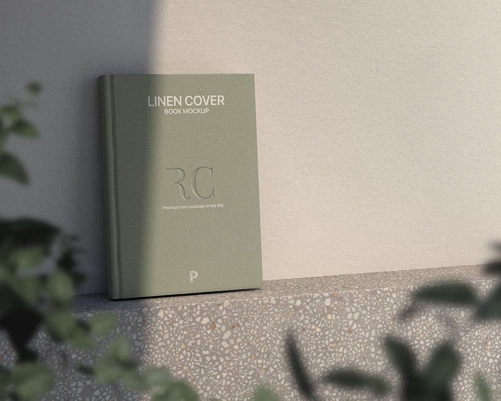 Perspective View of a Linen Book with an Overlay Shadow Mockup