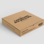 Perspective View of a Low Height Square Cardboard Box Mockup