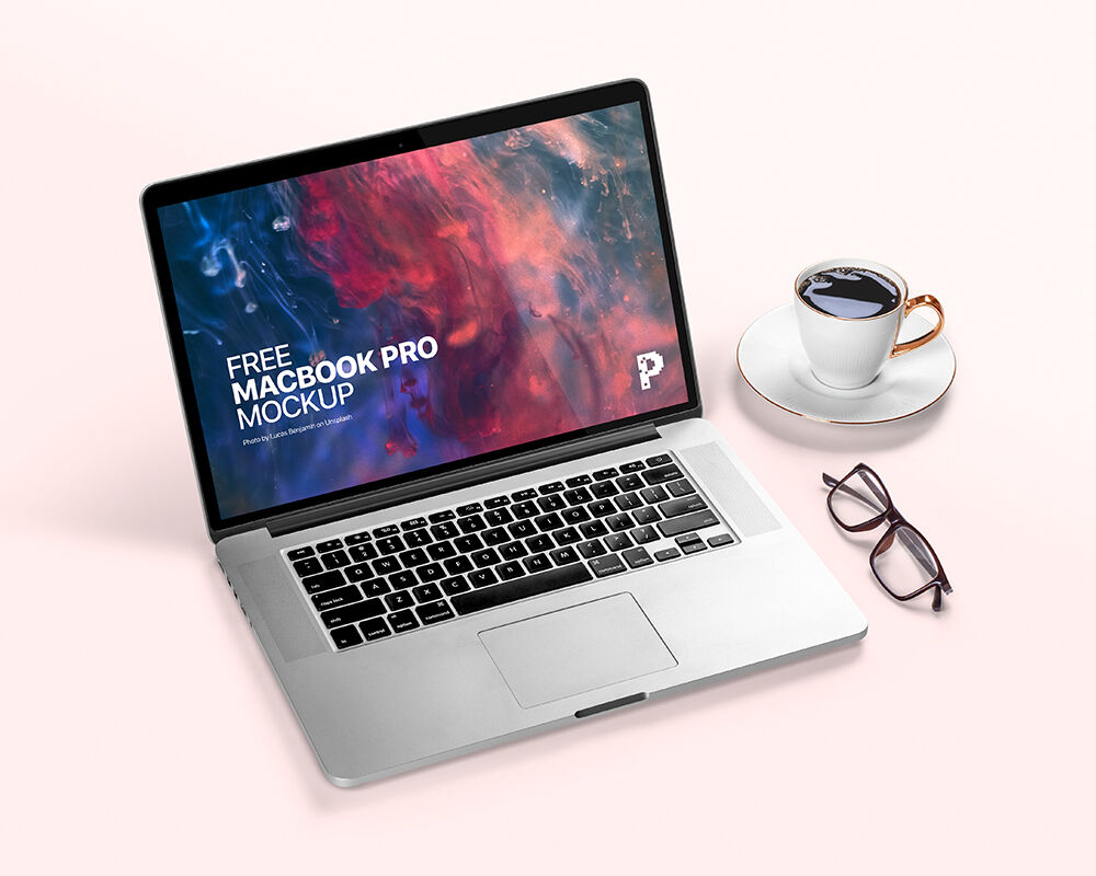 Perspective View of a MacBook Pro Mockup