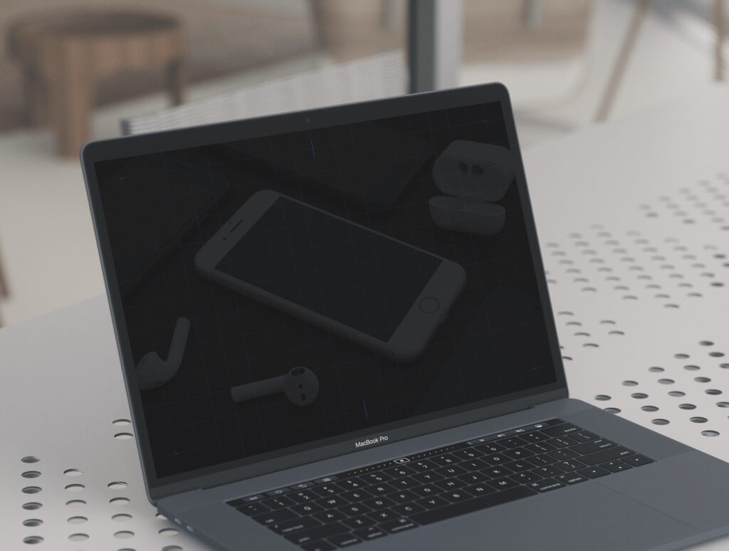 Perspective View of a MacBook Pro Mockup