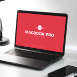 Perspective View of a MacBook Pro Mockup