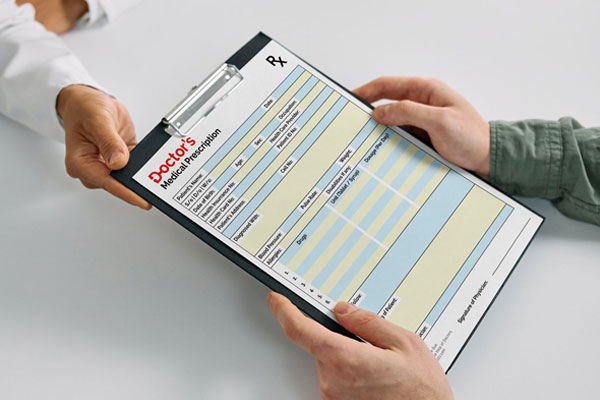 Perspective View of a Medical Prescription A4 Paper Mockup