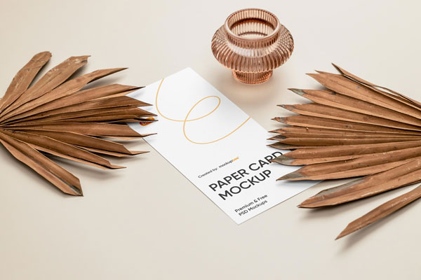 Perspective View of a Minimalistic Paper Card Mockup