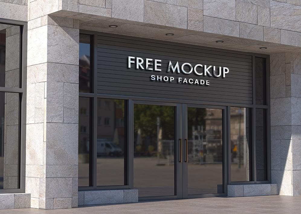Perspective View of a Modern Storefront Facade Logo Mockup