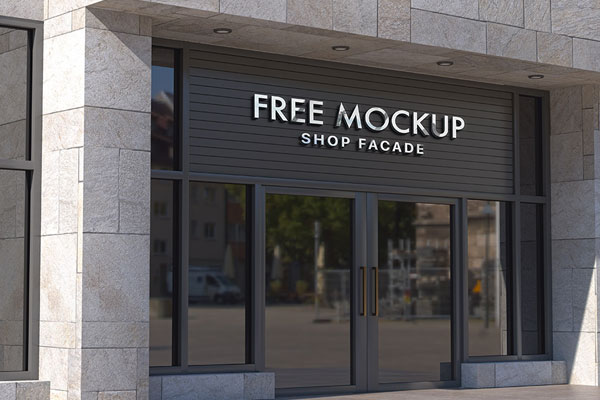 Perspective View of a Modern Storefront Facade Logo Mockup