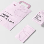 Perspective View of a Paper Bags and Napkin Mockup
