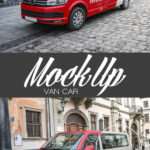Perspective View of a Parked Van Mockup