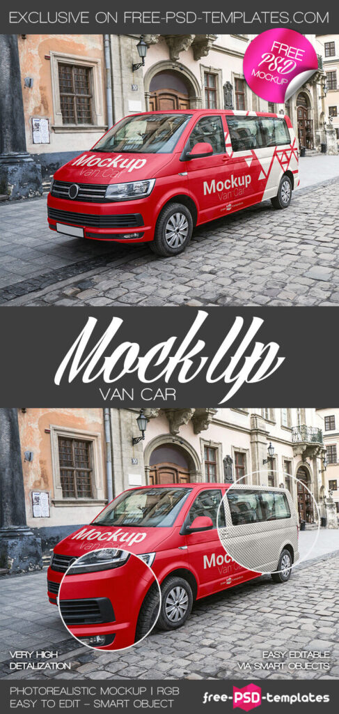 Perspective View of a Parked Van Mockup