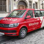 Perspective View of a Parked Van Mockup