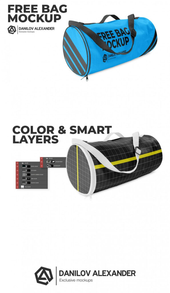 Perspective View of a Realistic Gym Bag Mockup