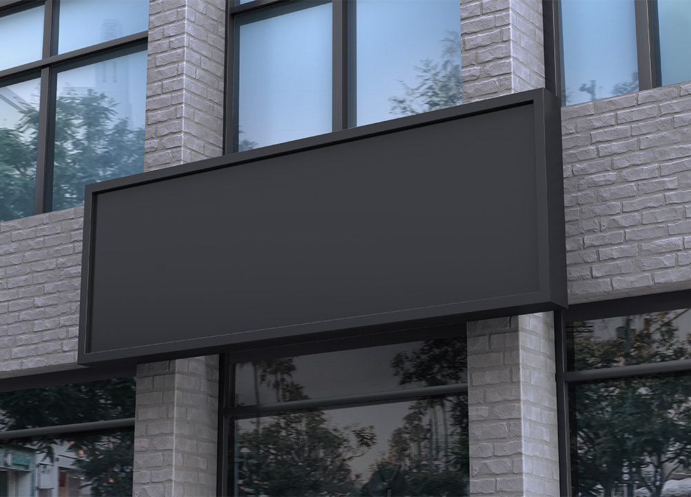 Perspective View of a Realistic Shop Signage Mockup