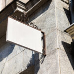 Perspective View of a Rectangle Shop Sign Mockup