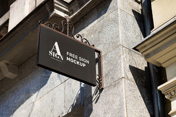 Perspective View of a Rectangle Shop Sign Mockup