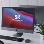 Perspective View of a Retina 5k Apple iMac Pro Mockup
