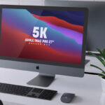 Perspective View of a Retina 5k Apple iMac Pro Mockup