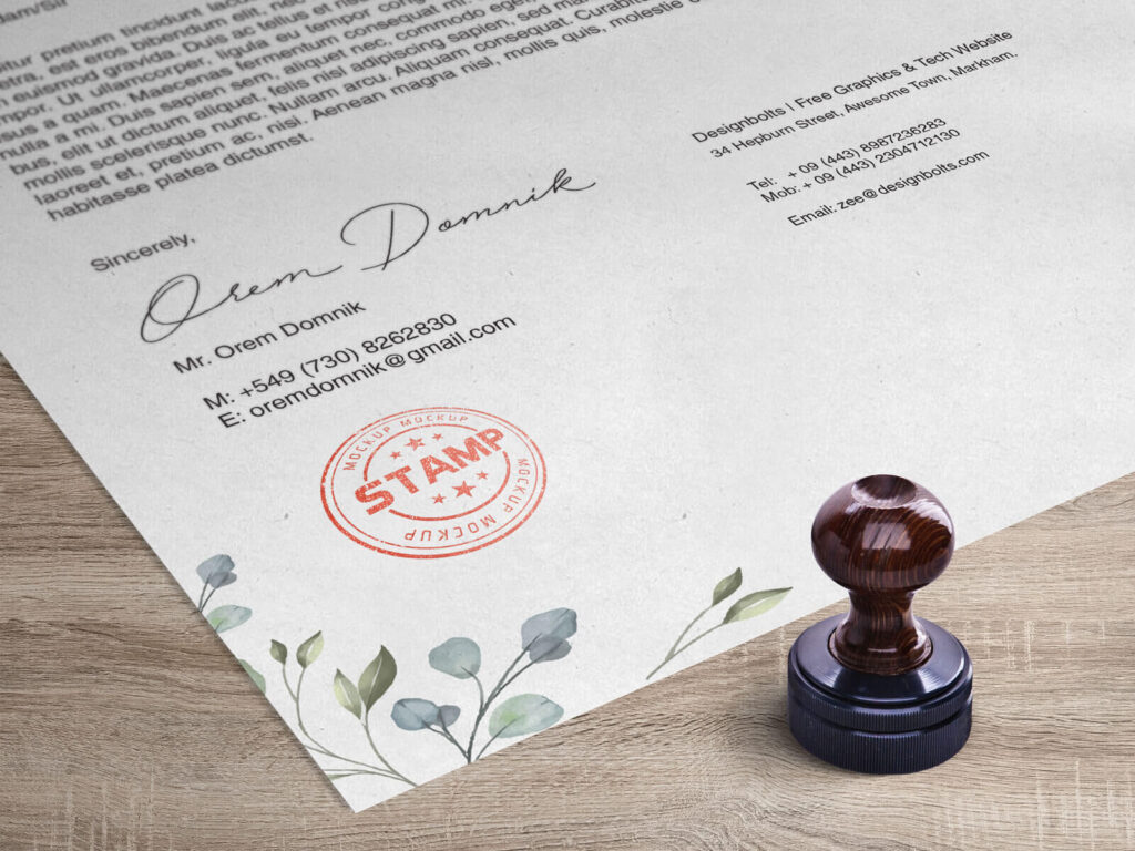 Perspective View of a Round Stamp Imprint Mockup
