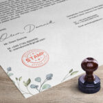 Perspective View of a Round Stamp Imprint Mockup