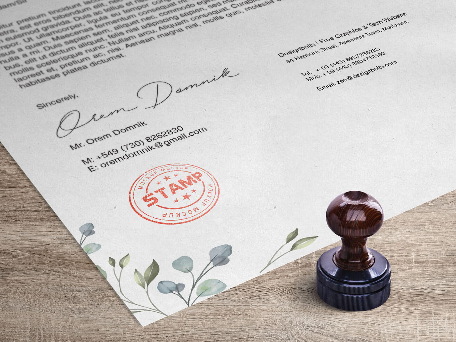 Perspective View of a Round Stamp Imprint Mockup FREE PSD