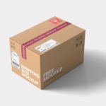 Perspective View of a Sealed Shipping Cardboard Box Mockup