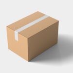 Perspective View of a Sealed Shipping Cardboard Box Mockup