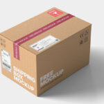 Perspective View of a Sealed Shipping Cardboard Box Mockup