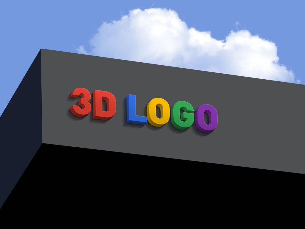 Perspective View of a Shop Facade 3D Logo Mockup