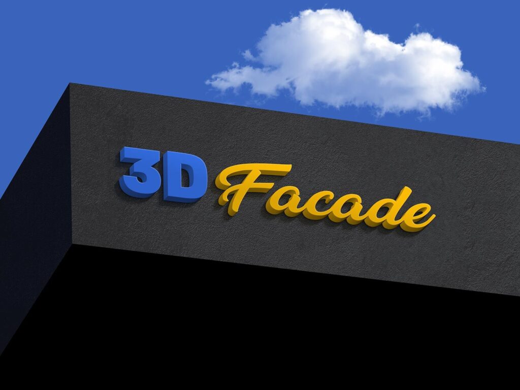 Perspective View of a Shop Facade 3D Logo Mockup