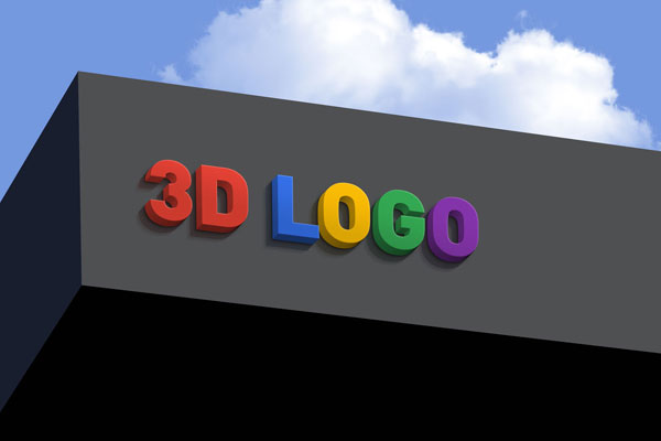 Perspective View of a Shop Facade 3D Logo Mockup