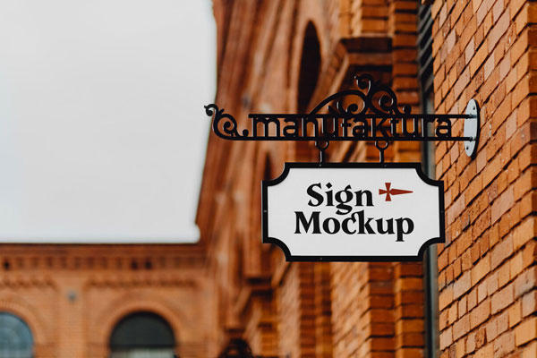 Perspective View of a Shop Sign Mockup