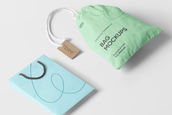 Perspective View of a Shopping and Canvas Bag Mockup