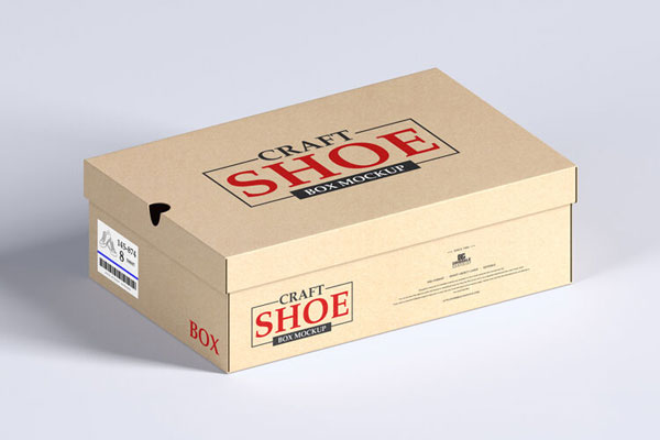 Perspective View of a Simple Kraft Shoe Box Mockup