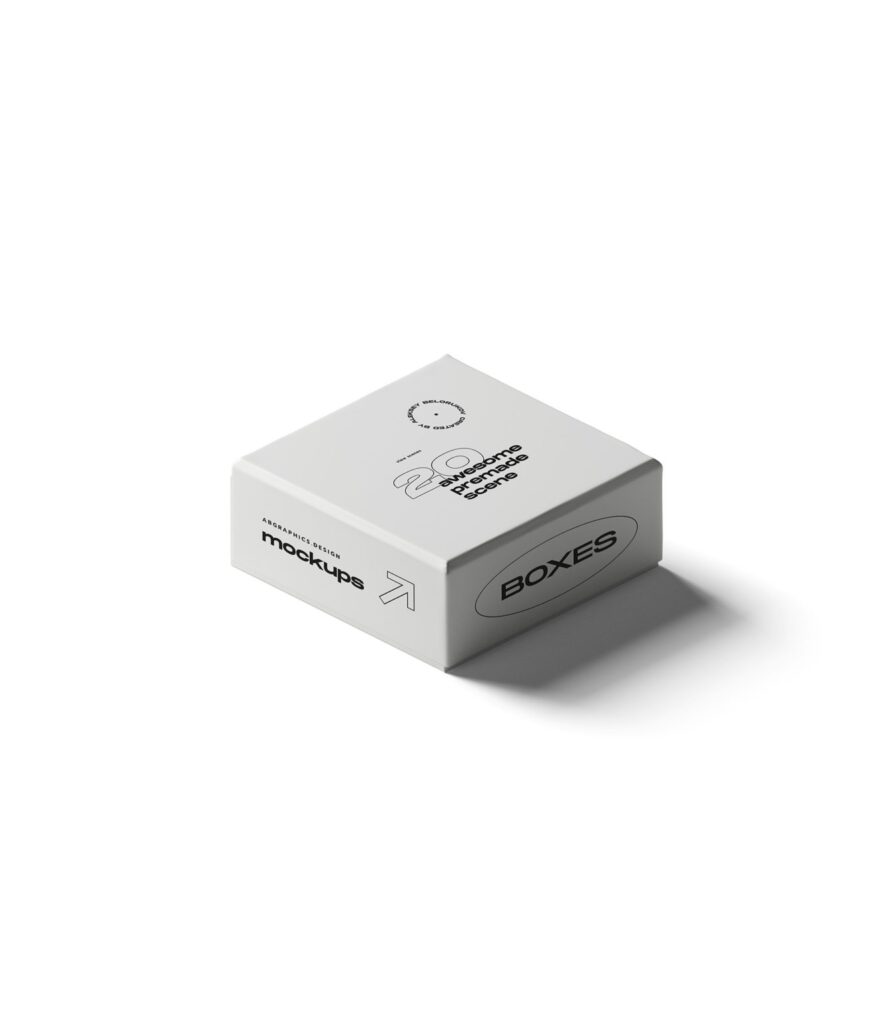 Perspective View of a Square Box Mockup